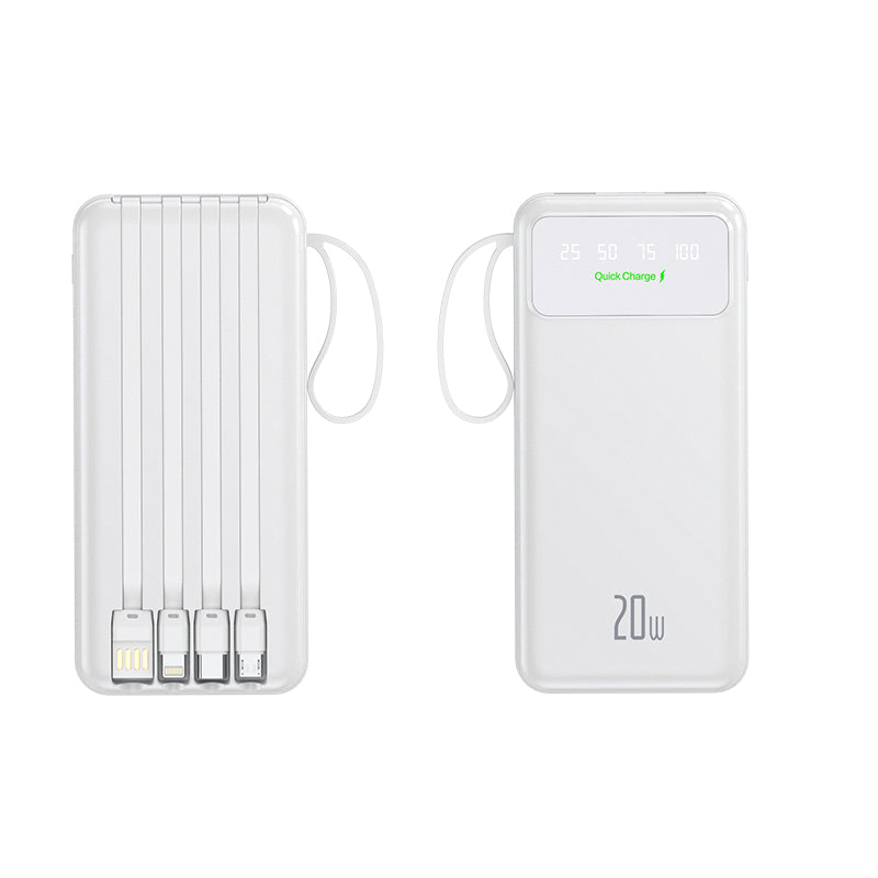 GUOGUO Portable Charger with Built-in Cables, 10000mAh Power Bank for iPhone, Slim Fast Charge USB C Battery Pack, Travel Essentials Powerbank Compatible with iPhone, Samsung, Android, etc