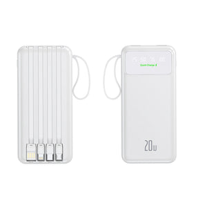 GUOGUO Portable Charger with Built-in Cables, 10000mAh Power Bank for iPhone, Slim Fast Charge USB C Battery Pack,Customized Logo, Travel Essentials Powerbank Compatible with iPhone, Samsung, Android, etc